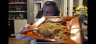 Showing off a delicious dinner.