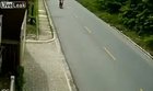 Two delievery riders crash head on